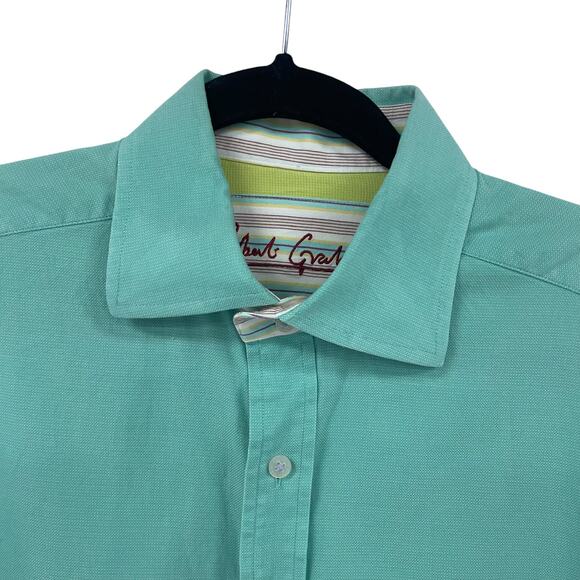 Robert Graham Light Green Long Sleeve Cotton Button Down Mens Large ASIS - Picture 4 of 7